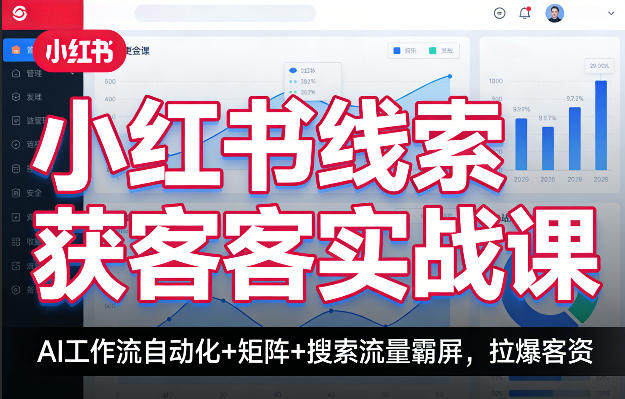 小红书线索获客实战课，AI工作流自动化+矩阵+搜索流量霸屏，拉爆客资-大伟资源网