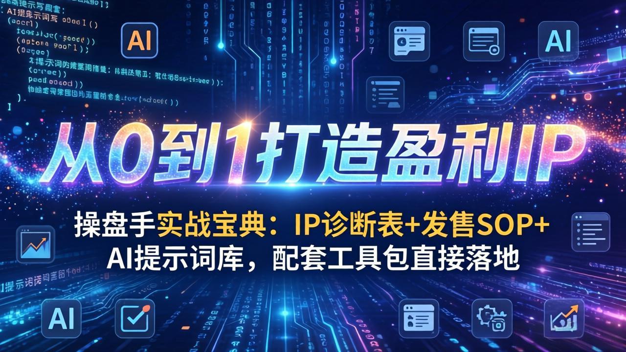 操盘手实战宝典：IP诊断表+发售SOP+AI提示词库，配套工具包直接落地，从0到1打造盈利IP-大伟资源网