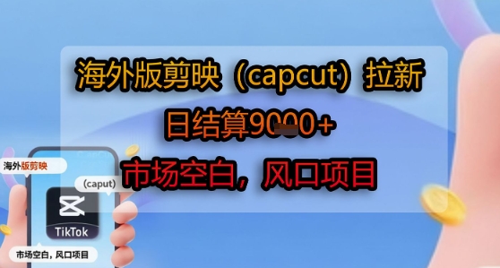 海外版剪映(capcut)拉新，日结算1k+，市场空白，风口项目-大伟资源网