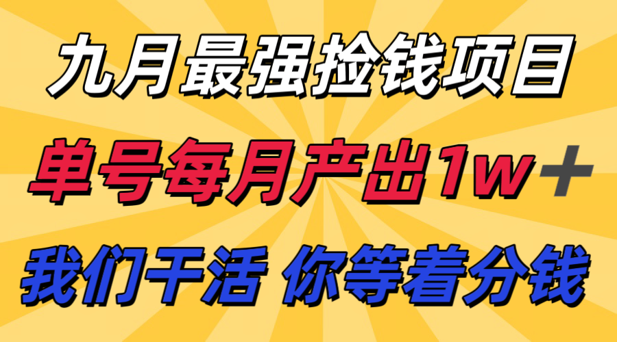 九月最强捡钱项目！ 支付宝分成代运营，我们干活，你分钱！单号月产1w+-大伟资源网