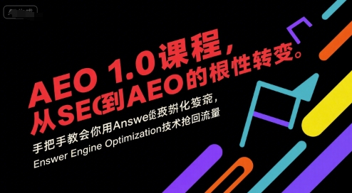 AEO 1.0 课程，从SEO到AE0的基命性转变，手把手教会你用AnswerEngineOptimization技术抢回流量-大伟资源网