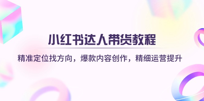 小红书达人带货教程：精准定位找方向，爆款内容创作，精细运营提升-大伟资源网