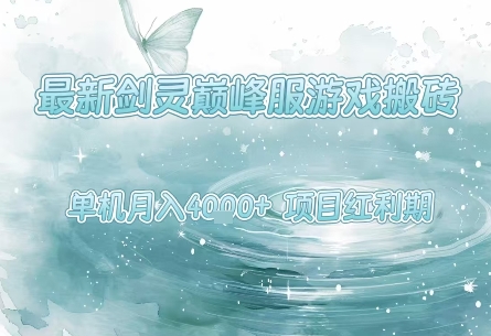 最新剑灵巅峰服游戏搬砖，项目红利期，单机稳定月入4k+操作简单好上手【揭秘】-大伟资源网