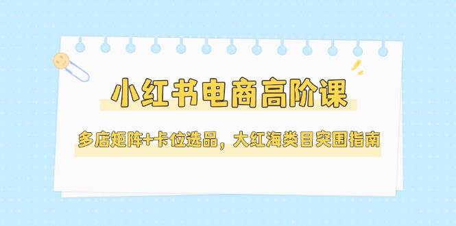 小红书电商高阶课，多店矩阵+卡位选品，大红海类目突围指南（更新5月）-大伟资源网