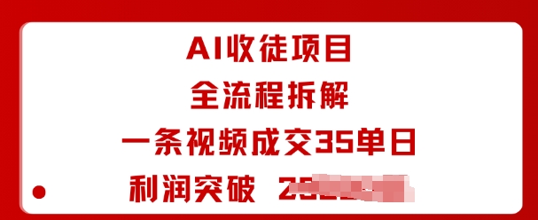 AI收徒项目全流程拆解一条视频成交35单日利润突破1k+-大伟资源网
