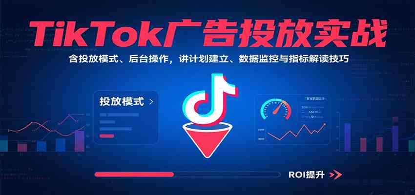 TikTok广告投放实战，含投放模式、后台操作，讲计划建立、数据监控与指标解读技巧-大伟资源网
