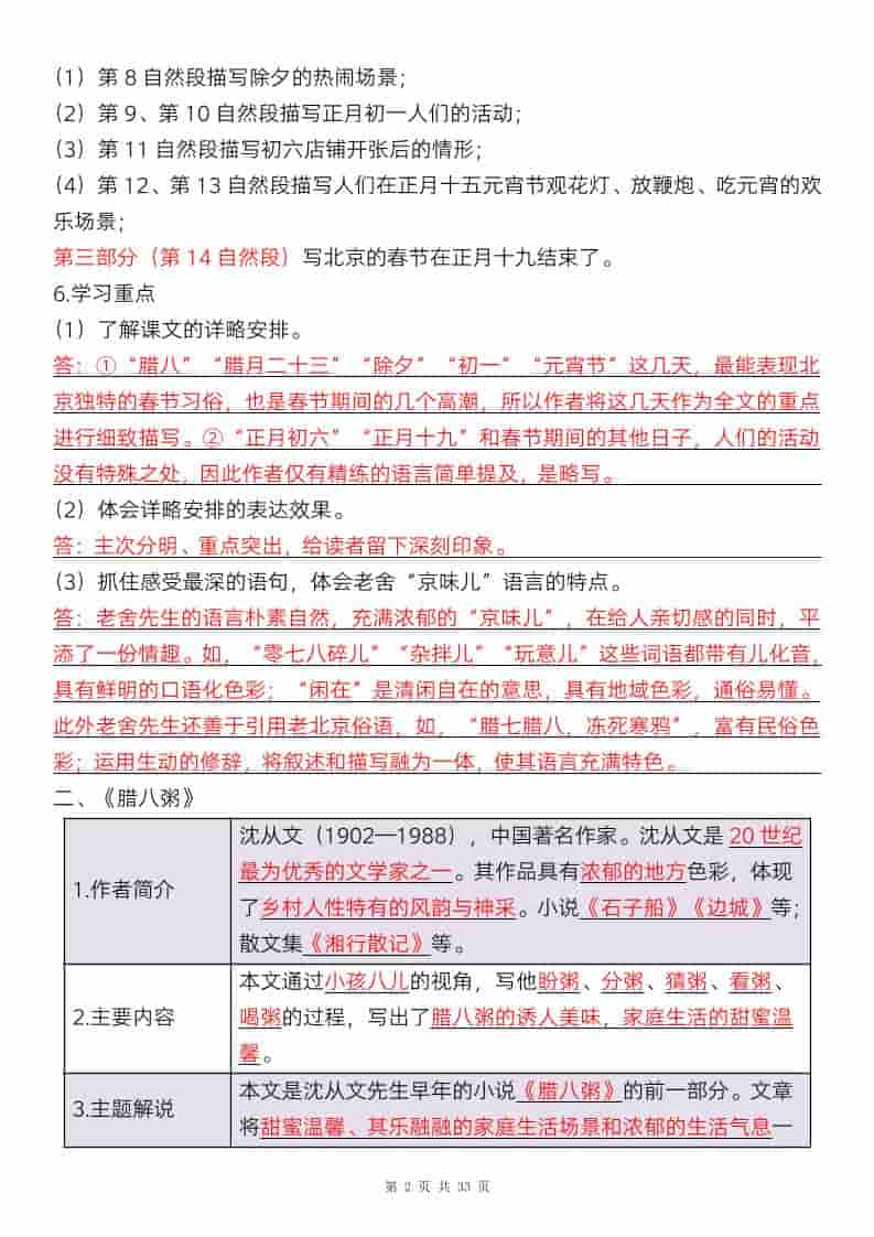 六年级下语文全册知识点精讲33页-大伟资源网