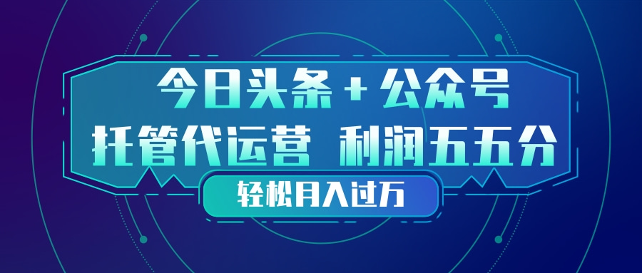 头条加公众号 托管代运营 利润分成模式 轻松月入过万-大伟资源网