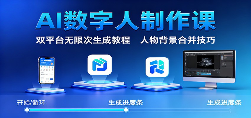 AI数字人制作课：双平台无限次生成教程，人物背景合并技巧-大伟资源网