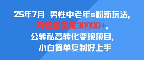 25年7月男性中老年s粉新玩法，月轻松变现3W+，公转私高转化变现项目，小白简单复制好上手-大伟资源网