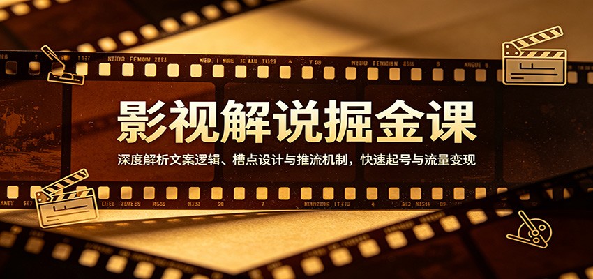 影视解说掘金课：深度解析文案逻辑、槽点设计与推流机制，快速起号与流量变现-大伟资源网