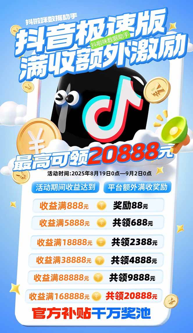 （15800期）抖音极速版拉新，平台大力扶持，每单15元，万播转化无上限，平台额外满…-大伟资源网