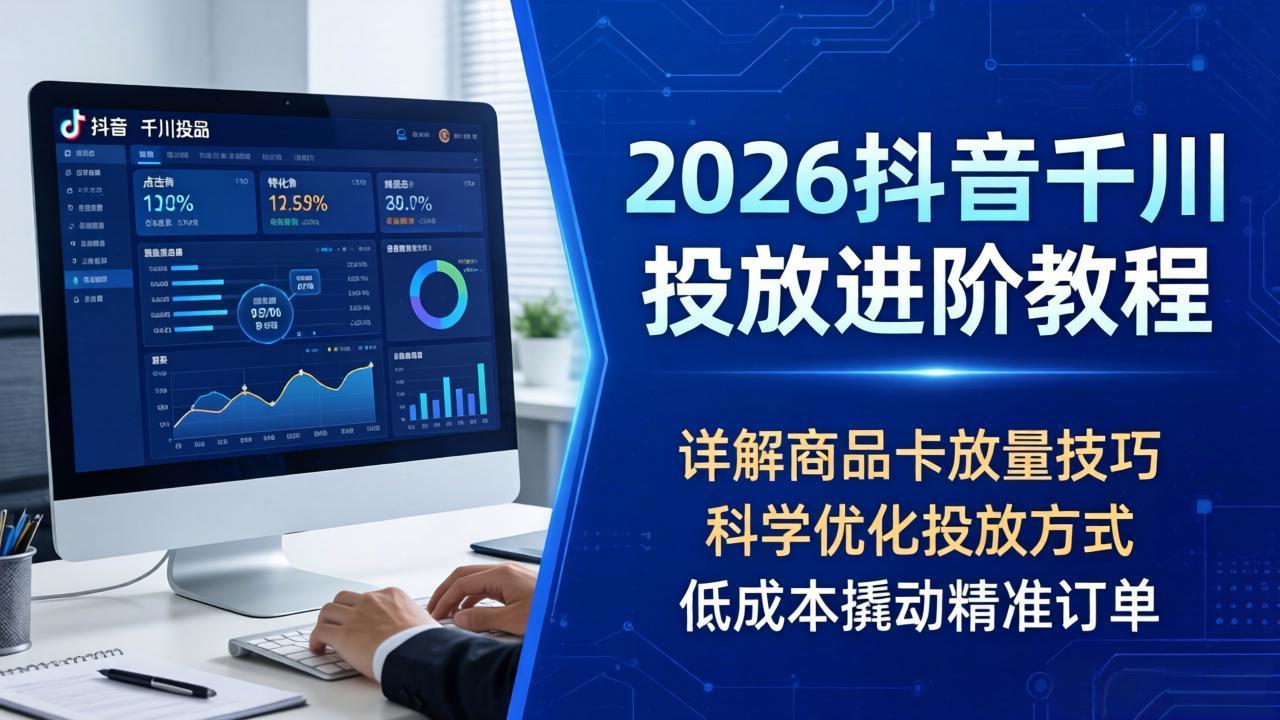 2026抖音千川投放进阶教程，详解商品卡放量技巧，科学优化投放方式，低成本撬动精准订单-大伟资源网