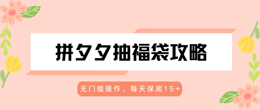 拼夕夕抽福袋攻略，无门槛操作，每天保底15+-大伟资源网