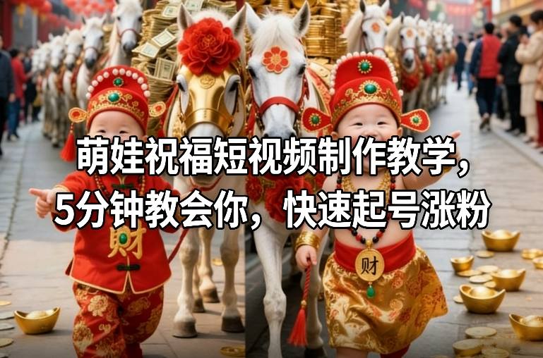 萌娃祝福短视频制作教学，5分钟教会你，快速起号涨粉-大伟资源网