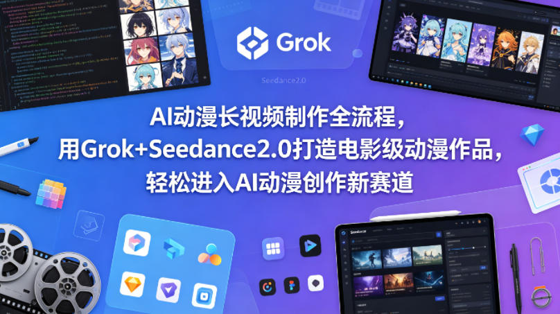 AI动漫长视频制作全流程，用Grok+Seedance2.0打造电影级动漫作品，轻松进入AI动漫创作新赛道-大伟资源网