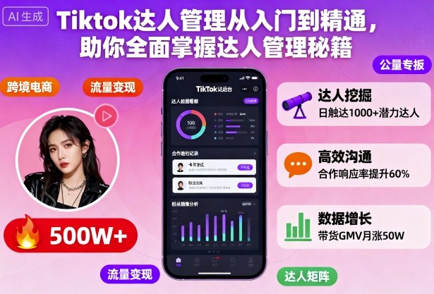 Tiktok达人管理从入门到精通，助你全面掌握达人管理秘籍-大伟资源网