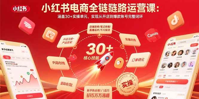 （15751期）小红书电商全链路运营课：涵盖30+实操单元，实现从开店到爆款账号完整闭环-大伟资源网