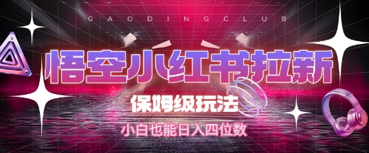 悟空小红书拉新，保姆级玩法，小白也能日入四位数-大伟资源网