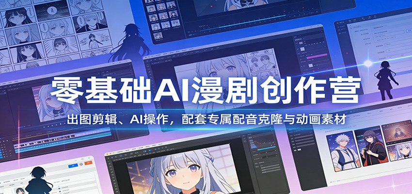 零基础AI漫剧创作营：出图剪辑、AI操作，配套专属配音克隆与动画素材-大伟资源网