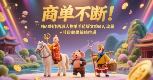 商单不断！纯AI制作西游人物羊毛毡版文旅MV，流量+节目效果统统拉满-大伟资源网