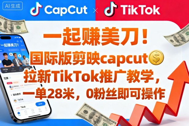 一起賺美刀！国际版剪映capcut拉新TikTok推广教学，一单28米，0粉丝即可操作(附推广入口和教学)-大伟资源网