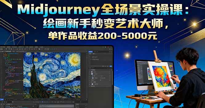 （16125期）Midjourney全场景实操课：绘画新手秒变艺术大师，单作品收益200-5000元-大伟资源网