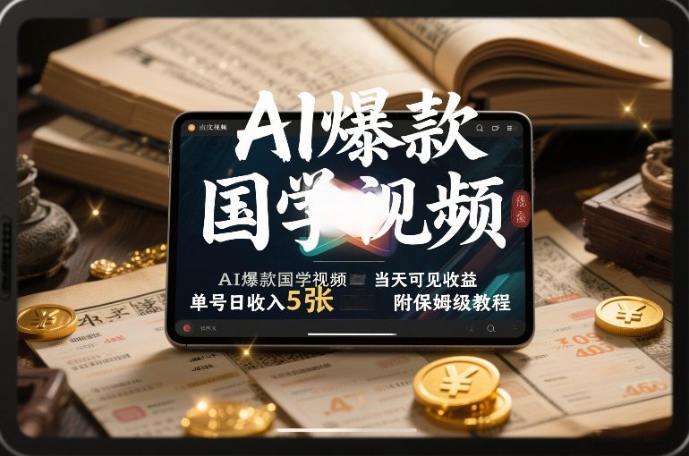 AI爆款国学视频，独家起号方法，小白直接上手，当天可见收益，单号日收入5张+附保姆级教程-大伟资源网